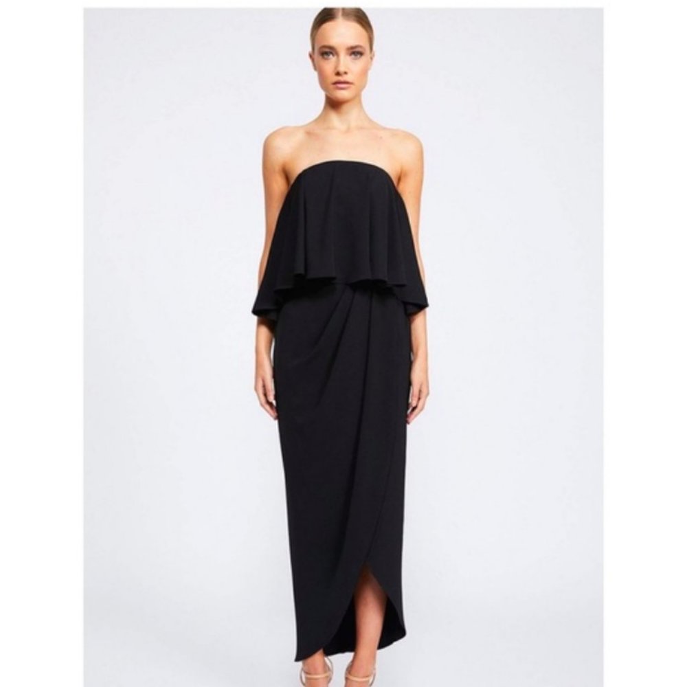 ShonaJoy Core Strapless Frill Maxi Dress Navy NWOT